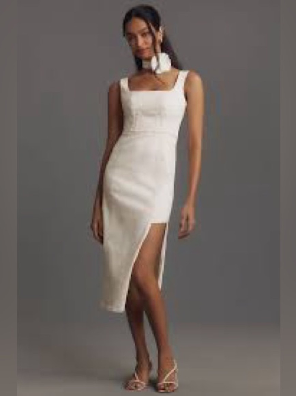 Pilcro Square-Neck Side-Slit Midi Dress Size 10